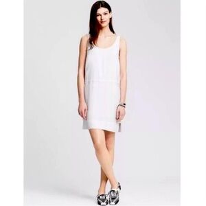 Banana Republic White sleeveless shift lined dress sz 4 tank summer minimalist